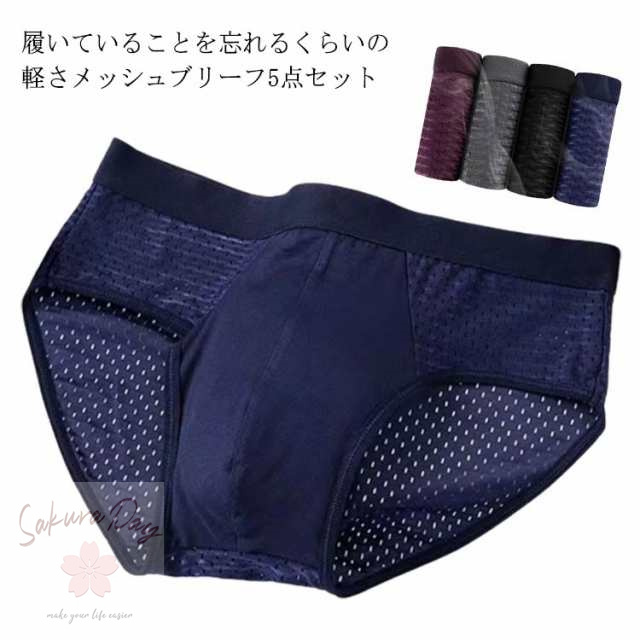 パンツ ショーツ 無地 インナー 5枚入り メンズ メンズ ブリーフパンツ パンツ ブリーフ インナー 蒸れない 男性 アンダーウェア メッシュ 下着 下着 通気性 薄手 紳士 パンツ メンズ下着 セ