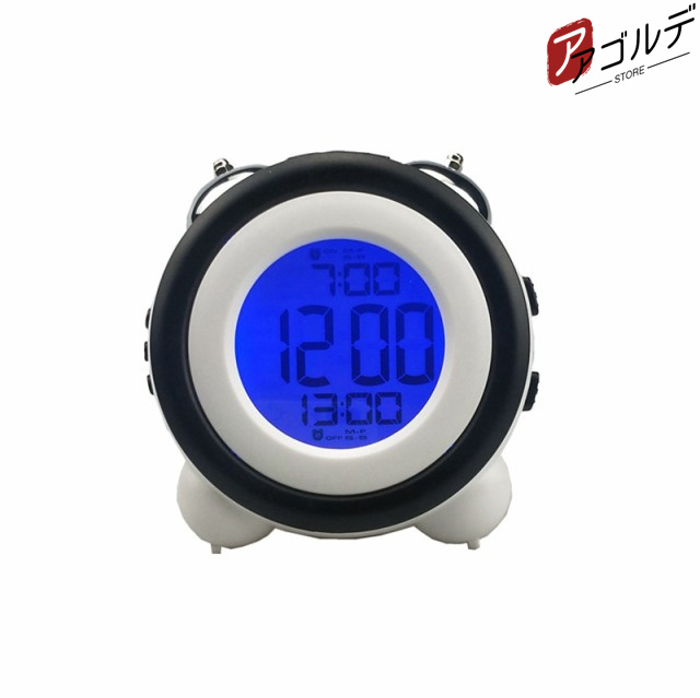 デジタル式表示：12時間（AM/PM)?24時間表示、日付表示付き、静音、大文字表示で読みやすいLEDバックライト付き、夜中でも時間確認できます ダブルアラーム?スヌーズ機能：アラーム２つ設定でき、５