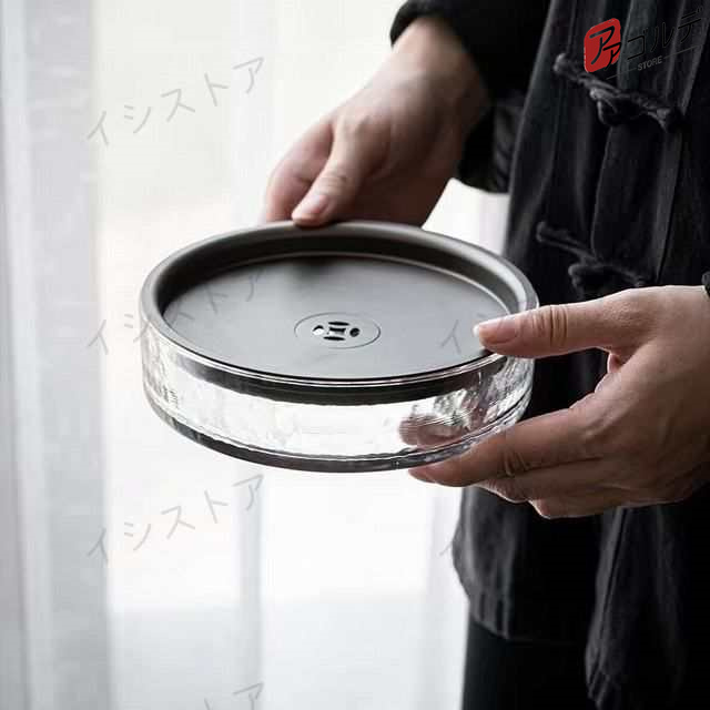 【サイズ】直径 約15.8cm / 高さ 約 4.5cm / 容量 約400ml 【材質】蓋 ステンレス製 / 容器 耐熱ガラス【産地】中国 【使い方】 茶壺や飲杯をのせる台いわゆる茶承／壺承としても