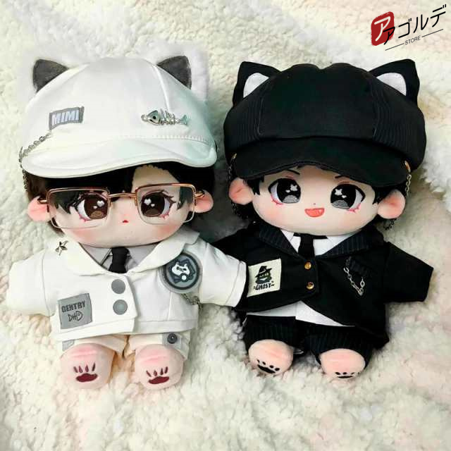 着せ替えぬいぐるみ服〈サイズ〉20cm〈商品内容〉１シャツ２コート３ズボン４鞄〈追加購入可能〉１帽子（猫耳付き）〈種類／色〉黒白〈予定納期〉一般的には、お支払い完了後、約2?4週間〈ご注意〉※注文生産