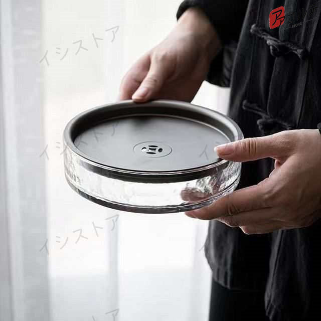 【サイズ】直径 約15.8cm / 高さ 約 4.5cm / 容量 約400ml 【材質】蓋 ステンレス製 / 容器 耐熱ガラス【産地】中国 【使い方】 茶壺や飲杯をのせる台いわゆる茶承／壺承としても