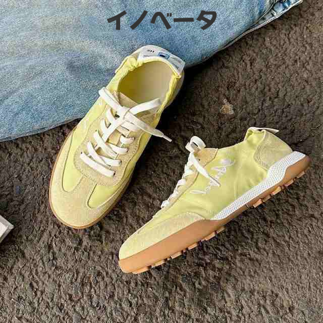 スニーカー 幅広 ゆったり 大きいサイズ ワイド レディース 軽量 かかとが踏める バレエスニーカー バレエシューズ 靴 スニーカー ベージュ ブルー イエロー