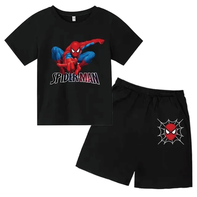 スパイダーマン ユニバーサル プリント 半袖Tシャツ＆短パン Tシャツ+ショートパンツ 半袖＋半ズボン 短パン パジャマ 上下セット 100cm-160cm 綿100% カラー12色 かわいい Tシャ