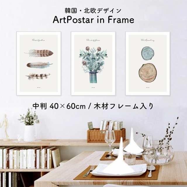 韓国・北欧風の独創的なアートがプリントされたオシャレな額入りアートポスターです。上質なコットン素材に精巧にプリントされたポスターは空間をお洒落に彩ってくれます。フレームには天然木を使用しており、シンプ