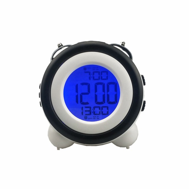 デジタル式表示：12時間（AM/PM)?24時間表示、日付表示付き、静音、大文字表示で読みやすいLEDバックライト付き、夜中でも時間確認できます ダブルアラーム?スヌーズ機能：アラーム２つ設定でき、５