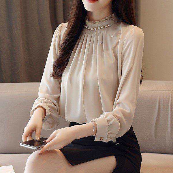 ブラウス レディース 長袖 春 夏 秋 冬 トップス 安い 長袖シャツ 長袖Tシャツ シフォンシャツ シフォンブラウス フォーマル インナー 事務服 ビジネス 体型カバー カットソー 大人 レディース
