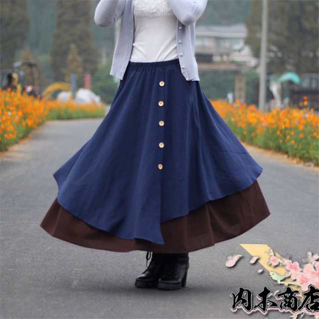 送料無料 フレアスカート ミモレ丈 ロング スカート 切り替え Aライン 春 スカート レディース ボトムス ロングスカート ゆったり aライン フレア 着痩せ ウエストゴム 黒