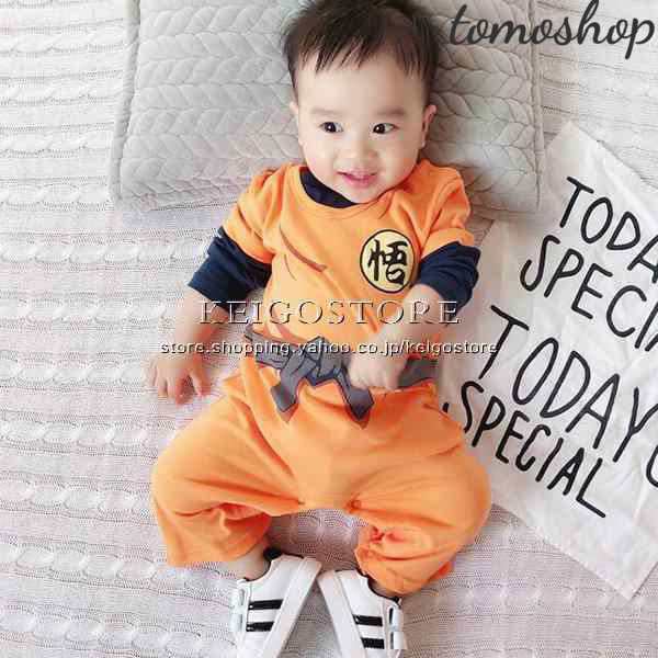 ◆2025新品 ドラゴンボール 孫悟空 風 男の子 女の子 連体パジャマ ベビー服 長袖 春夏 ロンパース 新生児 赤ちゃん 防寒着 コート 出産