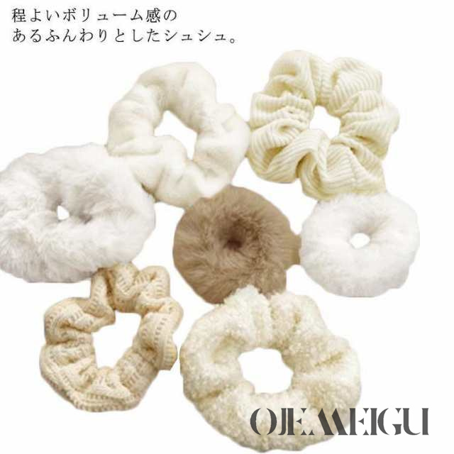 7点セット 秋冬 フェイクファー シュシュ ニット レディース ヘアゴム ヘアアクセサリー シンプル 柔らかい 大人っぽい かわいい ポンポン おしゃれ エコファー カジュアル 送料無料
