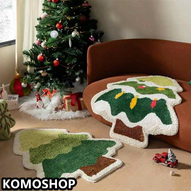 カーペット クリスマスツリー 家の装飾マット メリークリスマスマット クリスマスバスマット フロアマット 柔らかい 敷物 大判 防音効果 滑り止め付き 50*80cm ふわふわ 玄関敷物 手洗い おし