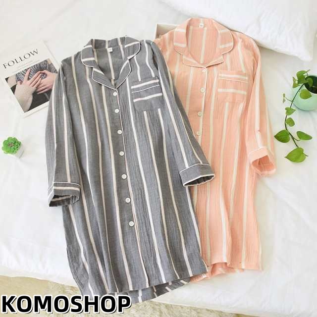 綿100% パジャマ レディース ワンピース ルームウェア ロングシャツ 大きいワイズ 春 夏 可愛い ナイトウェア 部屋着 上品 20代 30代 40代