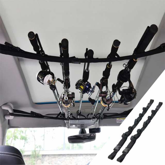 ロッドキャリー ロッドホルダー 車 車用品 【最大５本まで収納可能】 ナイロン ロッドホルダー 釣り竿収納 釣り道具 ロッドキャリー ロッドキーパーベルト マジック式車内固定 マルチベルト 人気モデル