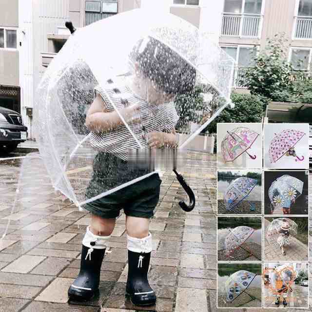 傘 子ども傘 雨傘 ビニール傘 透明傘 長傘 ドーム型 キッズ 可愛い 雨具 女の子 男の子 軽量 安全性 チェック柄 子供向け 子供用 かさ カサ