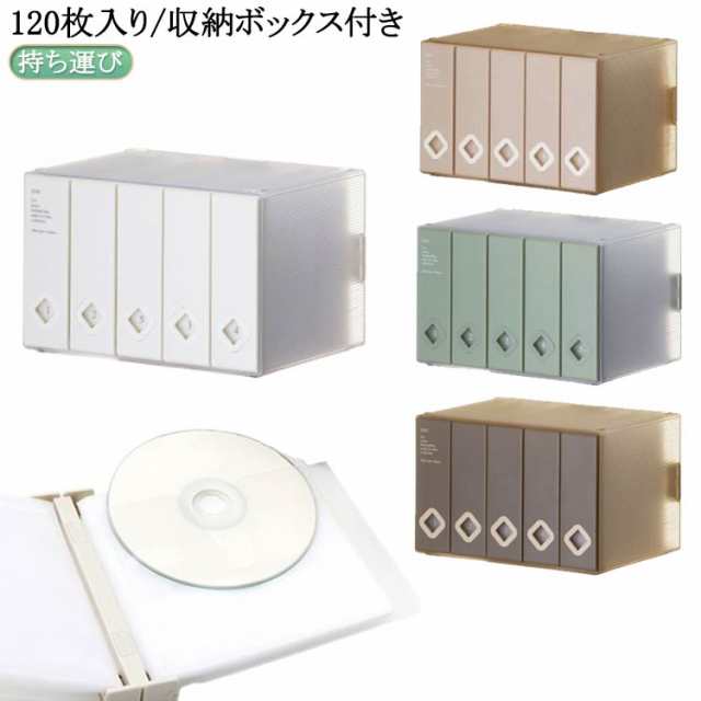 ケース かわいい スリム コンパクト 収納ケース cd 不織布 DVD 持ち運び 収納 CDケース DVD プラスチック ファイル ボックス インテリア 透明 120枚入り/収納ボックス付き 大容量 