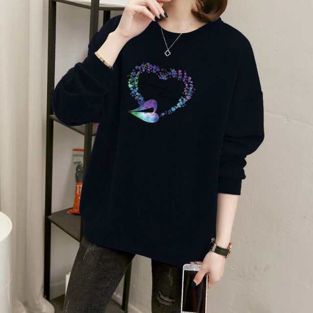トップス トレーナー プルオーバー ラウンドネック 長袖 送料無料 個性的 大きいサイズ L XL 2XL 3XL 4XL ブラック グリーン ブルー ピン