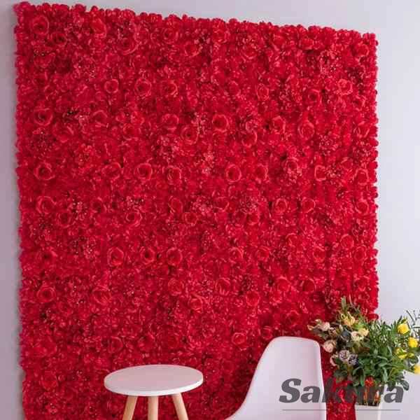 ウォールフラワー壁パネル インテリアグリーン人工観葉植物 アートパネル ウォールグリーン 造花 花 壁パネル レッド