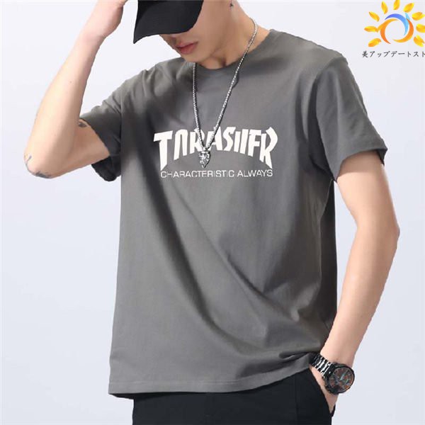 Tシャツ メンズ 半袖Tシャツ クルーネック トップス ロゴプリント 黒シャツ 白Tシャツ ロゴT 文字 おしゃれ Tシャツ スポーツ 運動風