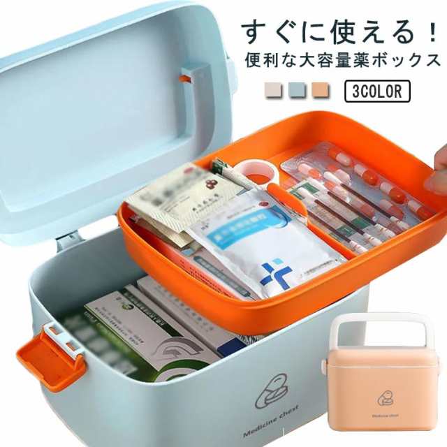 救急箱 大容量 大 シンプル おしゃれ 薬箱 2段収納 北欧風 薬ケース 収納ボックス 持ち手付き 遮光 家庭用 事務室 手提げ 薬ボックス 多機能 収納ケース 防災 小物入れ かわいい 薬入れ 医療