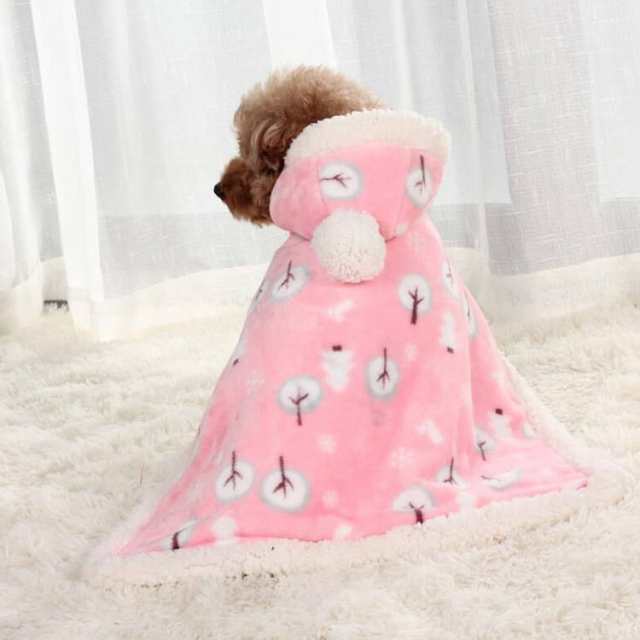 毛布 寝具 犬服 フード付 ギフト ペットウェア 寒さ対策 ソフト 暖かい 洗える ふわふわ 秋冬 防寒