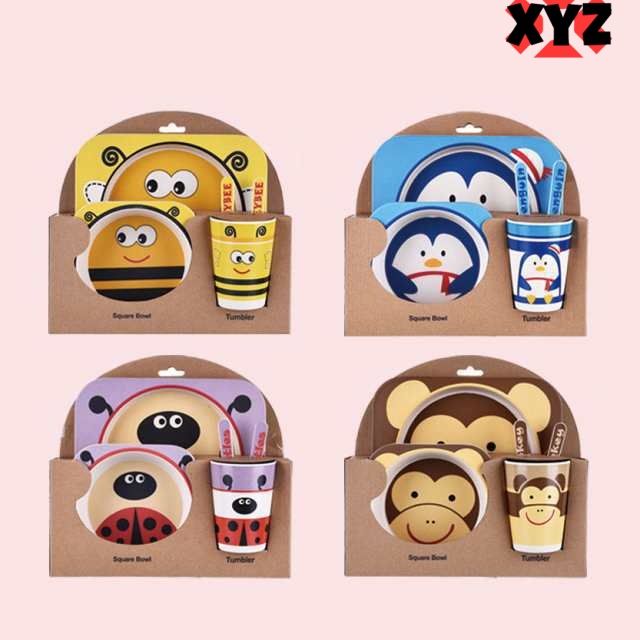 5点セット ベビー食器 キッズディッシュ ギフトボックス 赤ちゃん 子供用 食器 離乳食 お食い初め 子ども食器 お皿 コップ カップ ボウル
